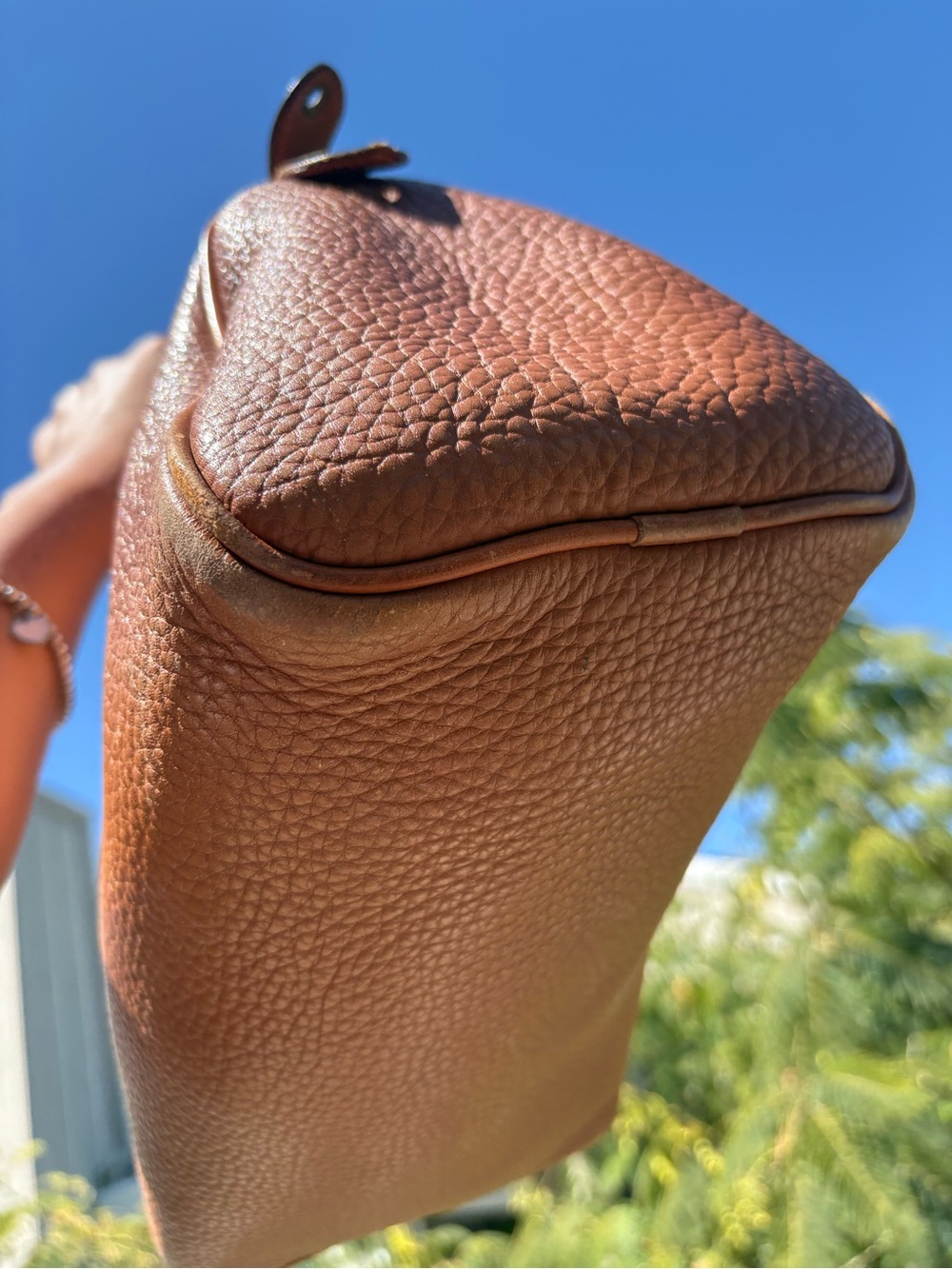 RARE VINTAGE Dooney and Bourke Brown Leather Bowler Bag\ Satchel English Tan - Picture 6 of 16
